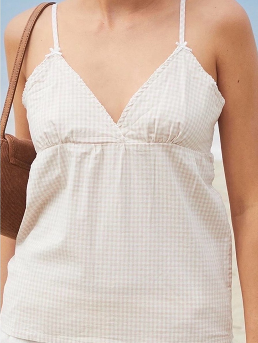 Brandy Melville Gingham Lace-Trim Cami Tank